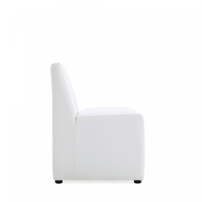 Chaise de salle a manger moderne en cuir vegetalien blanc Anna - Lot de 2