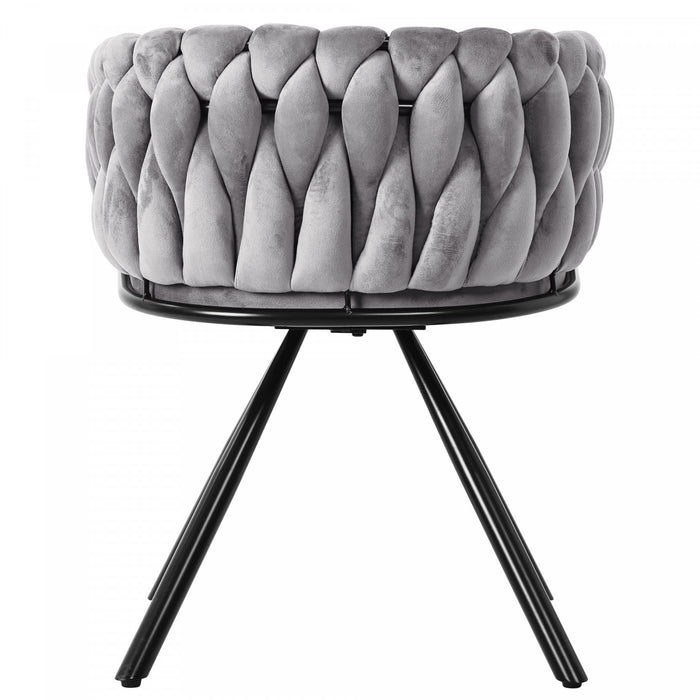 Chaises de salle a manger pivotantes Amelia en velours avec revetement capitonne et pieds en metal, lot de 2, gris