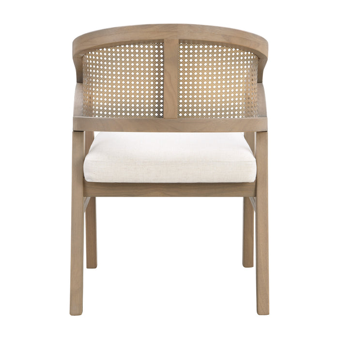 Liam Ensemble de 2 chaises de salle a manger confortables avec dossier en rotin et structure en bois de caoutchouc, frene clair