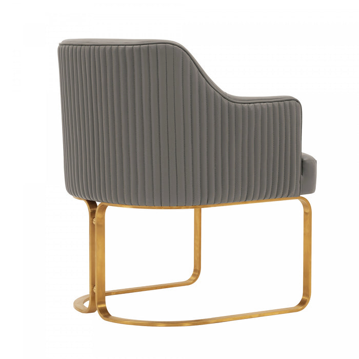 Chaise de salle a manger moderne en bois et cuir vegetalien Raya en taupe - Lot de 2