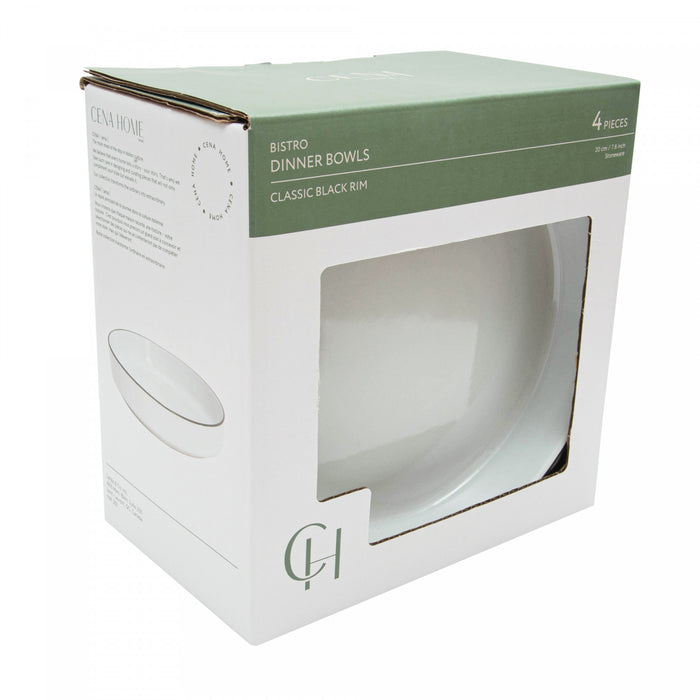Cena Home Ensemble de 4 Bols a Soupe ou Pates, Style Bistro en Gres de 20 cm