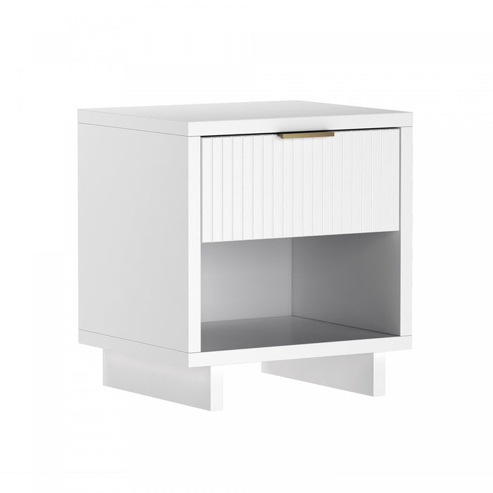 Table de nuit contemporaine Elara 18\" en bois massif blanc (1 tiroir)