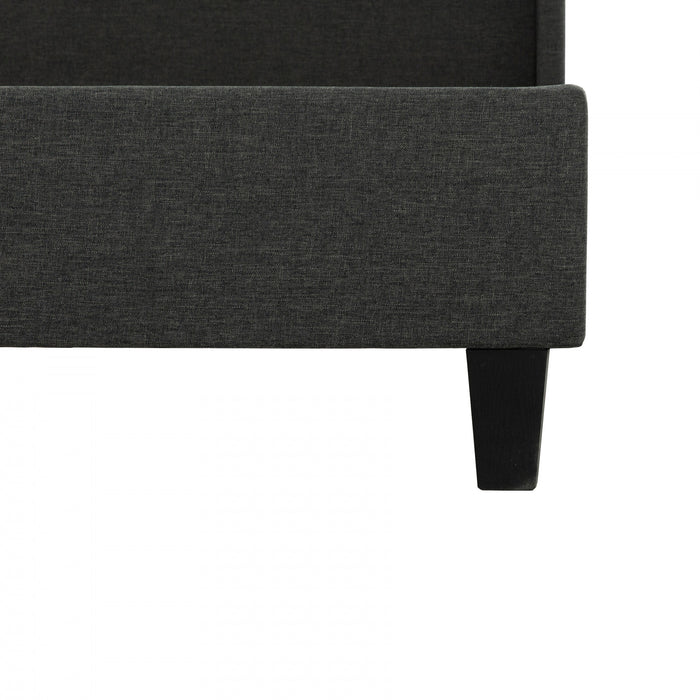 Lit plateforme a oreilles Wilder gris rembourre - Simple