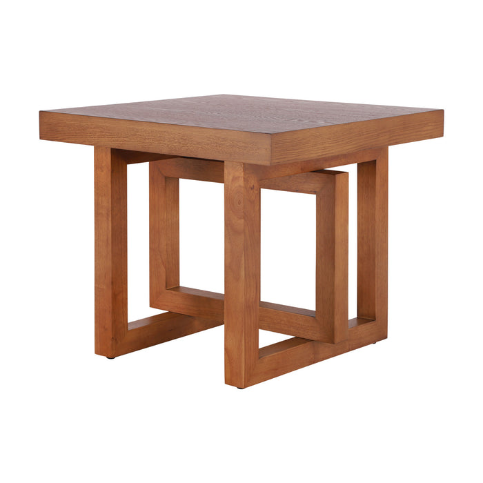 Ethan Table d'Appoint Rustique en Bois de Caoutchouc Solide, Beige