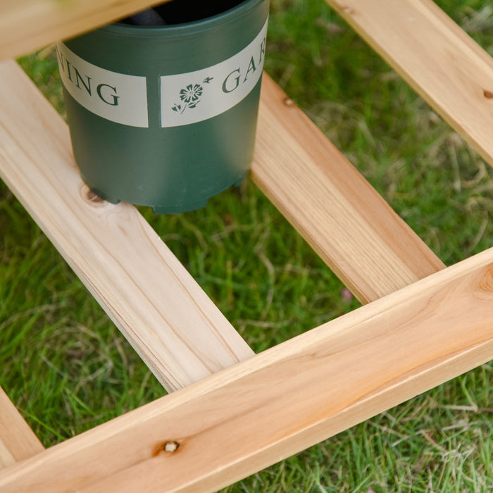 Outsunny Jardiniere Sur Pieds Potager Avec Etagere Inferieure Tablettes Laterales Tissu Non-tisse Trous De Drainage Inclus Bois Massif Sapin 58.5\" X 31\" X 32.25\" Bois Naturel