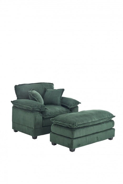 Liam Canape d'interieur moderne en velours cotele 46,9\" avec 2 coussins moelleux, Vert