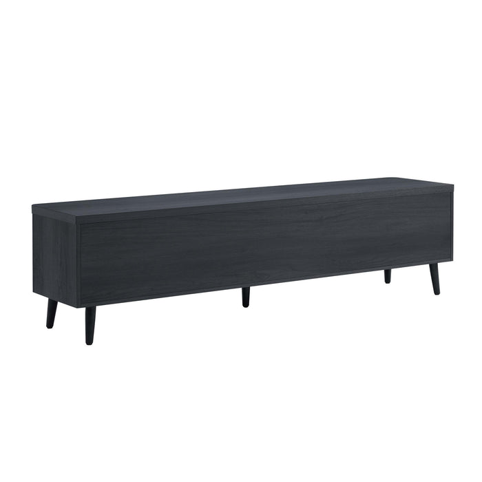 Meuble TV Jodie style milieu du siecle a cannelures, 175 cm, gris charbon