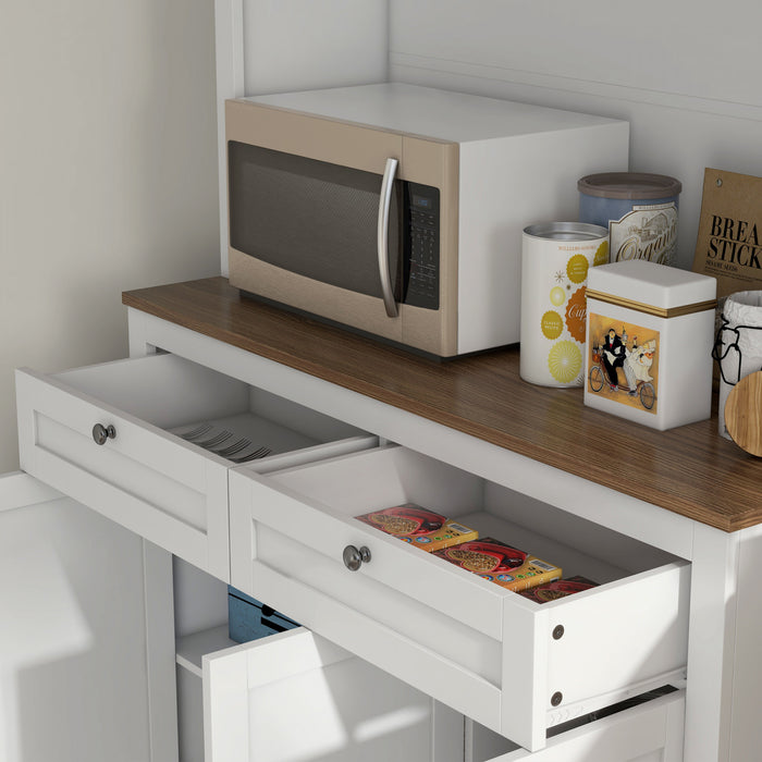 HOMCOM Buffet Haut 180 cm avec Espace pour Micro-ondes, Meuble de Cuisine, Blanc