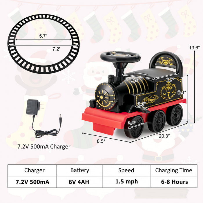 Jouet De Train Motorise Electrique 6v Pour Enfants Sur Train Avec Piste Et 6 Roues Noires