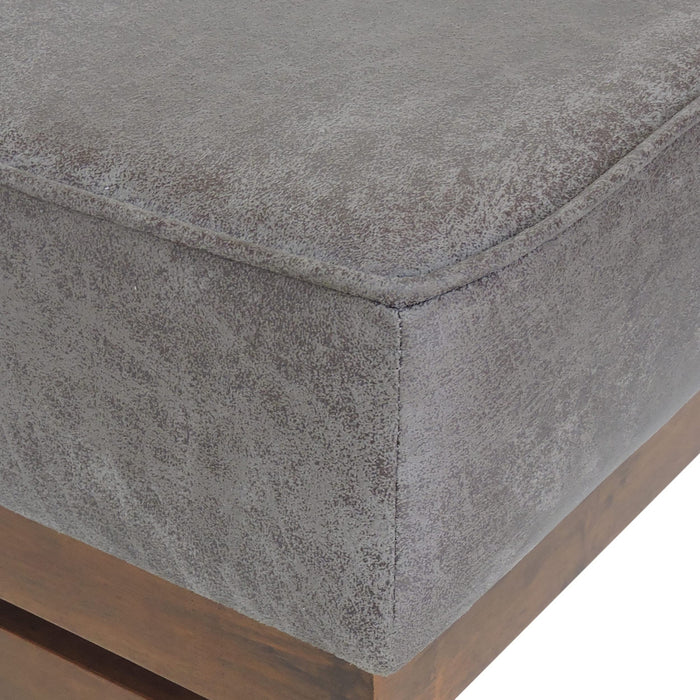 Grande Table Basse Ottoman Harrison en Similicuir avec Fonction de Rangement - Gris
