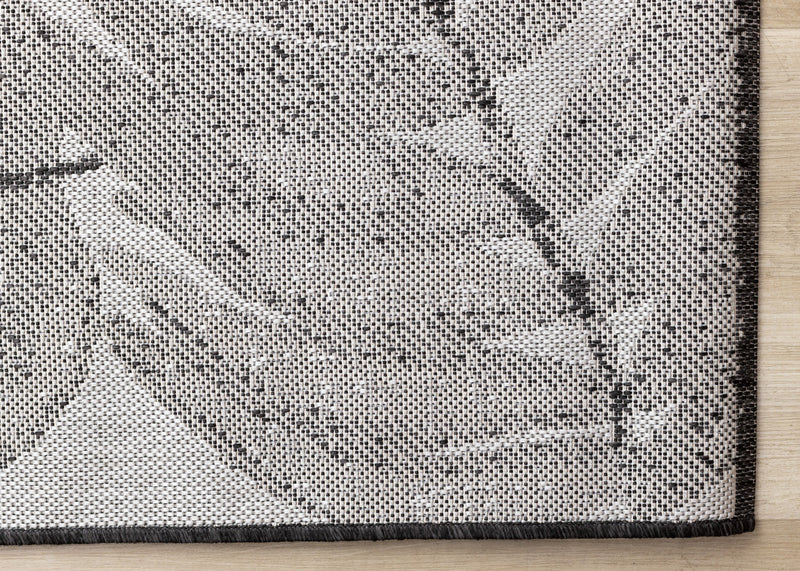 Tapis Jackson a feuilles botaniques gris et blanc, 6'7\" x 9'6\"