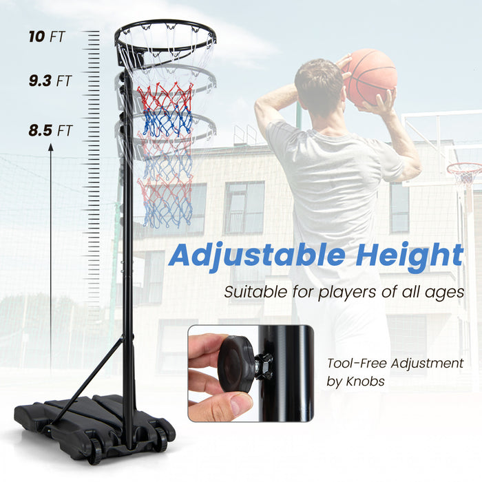 Objectif De Cerceau De Basket-ball Reglable De 8,5 A 10 Pieds Avec Pratique De Tir De Roue De Base A Remplissage