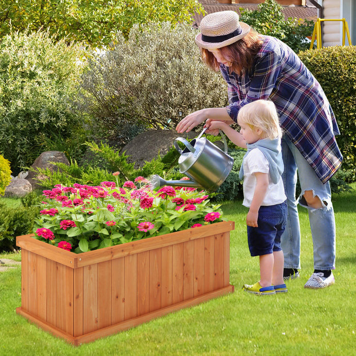 Costway Souleve Jardin Lit Sapin Bois Rectangle Planter Boite Avec Trous De Drainage Orange