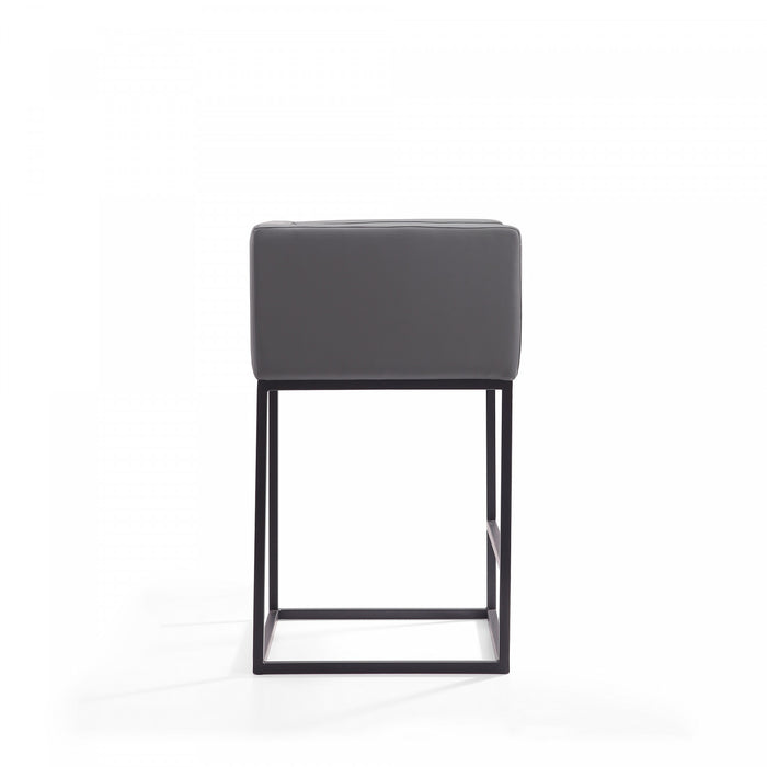 Tabouret de comptoir Embassy style milieu du siecle en metal et tissu gris - Lot de 2