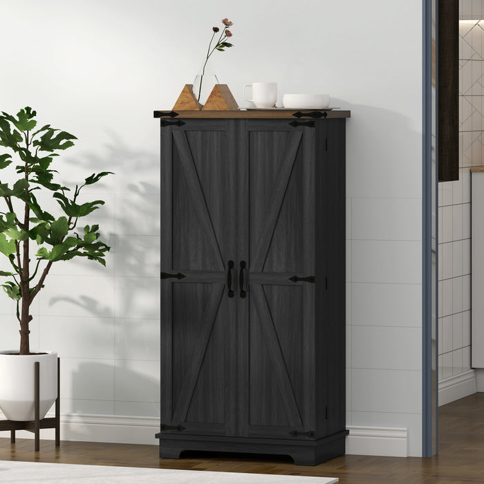 HOMCOM Armoire de cuisine avec etageres reglables, noir
