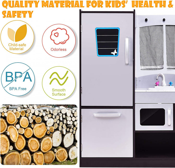 Costway Kids Kitchen Playset Chef En Bois Pretend Jouer Jouet Cuisiner Ensemble De Nourriture Cadeau Pour Enfants