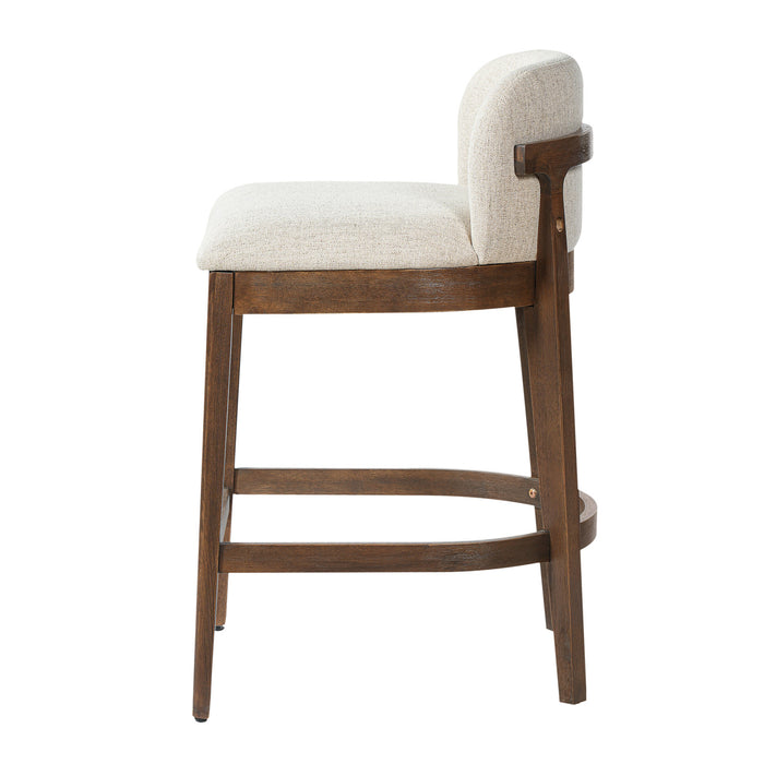 Calista – Lot de 2 tabourets de comptoir en bois d’hevea, finition noyer