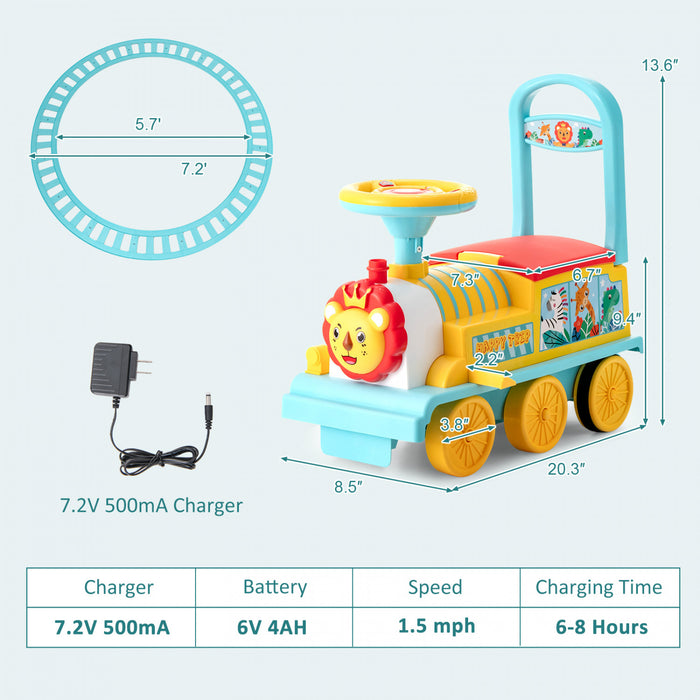 Jouet De Train Motorise Electrique 6v Pour Enfants Sur Train Avec Piste Et 6 Roues Bleue