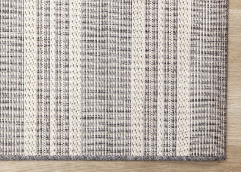 Tapis Jackson a rayures creme taupe, 6'7\" x 9'6\"