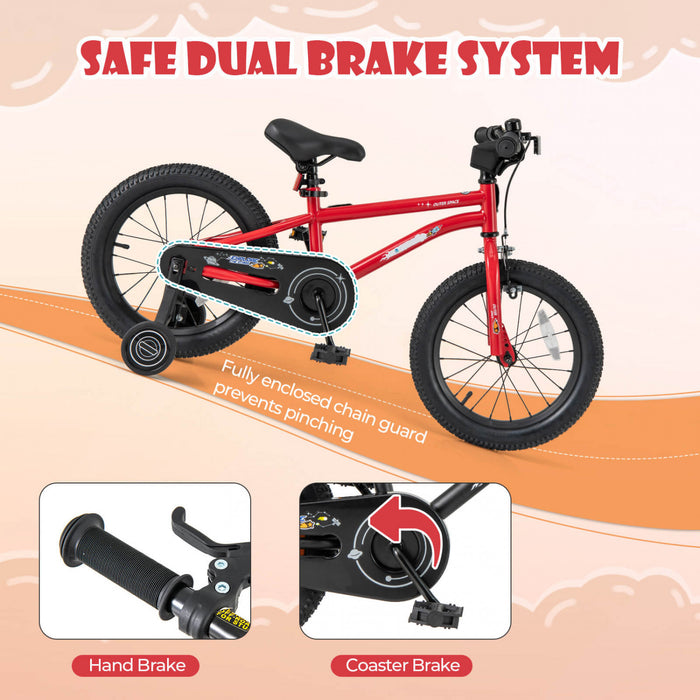 Velo Costway 16 Pouces Pour Enfants De 4 A 7 Ans Avec Selle Reglable Et Guidon Antiderapant Rouge