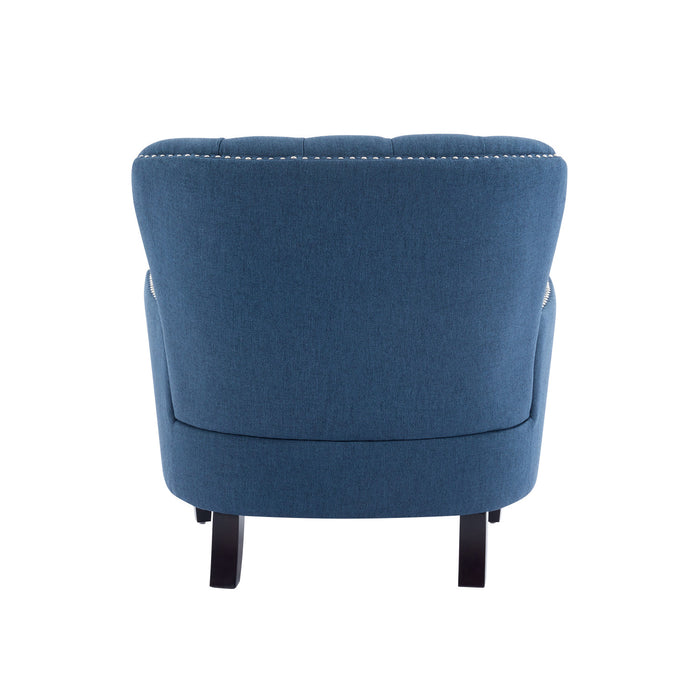 Arcadia Fauteuil de Salon d'Inspiration Vintage a Clous Decoratifs et Dossier Courbe, Bleu Marine