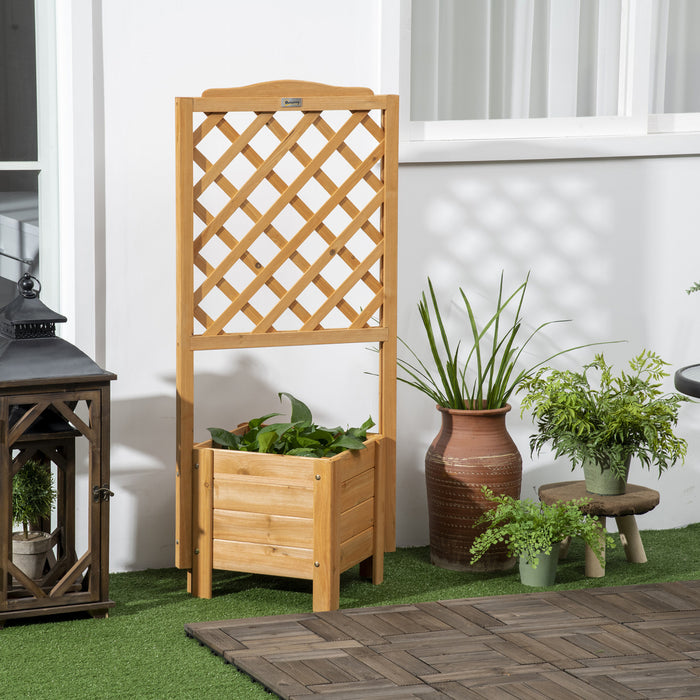 Outsunny Lit De Jardin Sureleve, Jardiniere En Bois Avec Treillis, Pour Faire Pousser Des Legumes, Des Herbes Et Des Fleurs Pour Le Jardin, La Terrasse, Marron