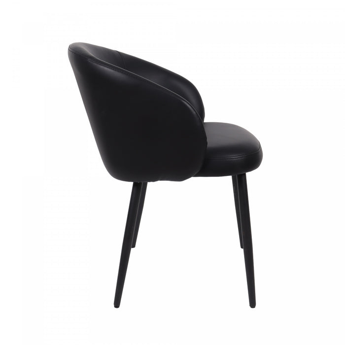 Chaise laterale moderne contemporaine Looma en cuir vegetalien et metal noir - Lot de 2