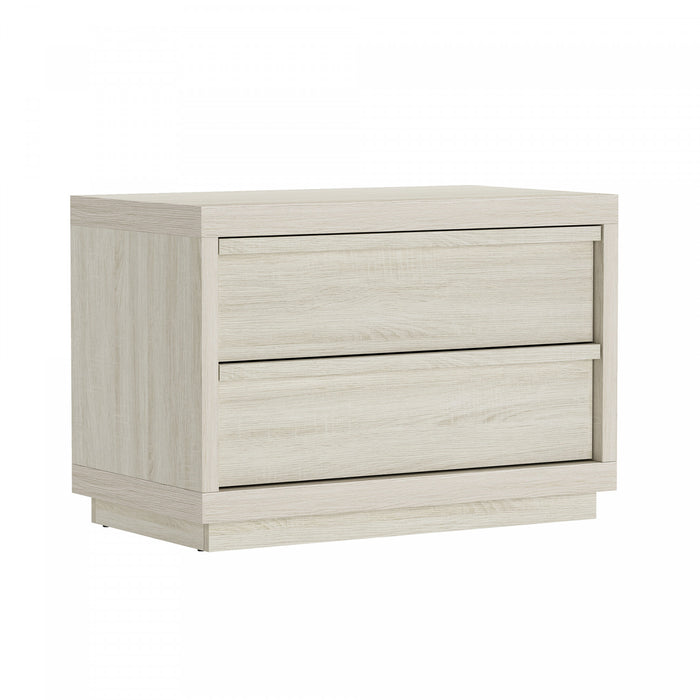 Table de nuit contemporaine Navis 32\" en chene blanchi (2 tiroirs)