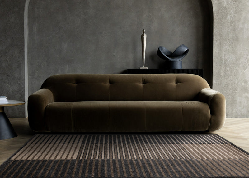 Tapis Maverick beige, brun et noir a rayures, 5'3\" x 7'7\"