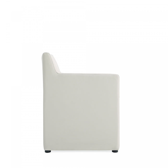 Fauteuil moderne en cuir vegetalien Anna Square en gris pierre - Lot de 2