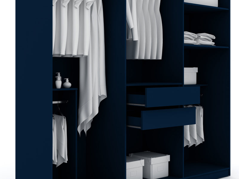 Armoire contemporaine moderne Gramercy 208 cm en bleu minuit