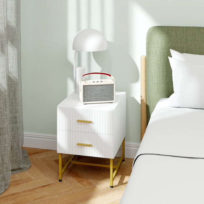 HOMCOM Ensemble de 2 Tables de Chevet avec Tiroirs pour Chambre, Blanc