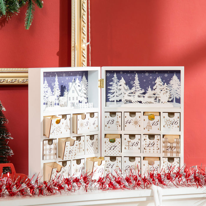Homcom Calendrier De L'avent De Noel En Bois De 24 Jours