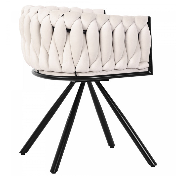 Chaises de salle a manger pivotantes Amelia en velours avec revetement capitonne et pieds en metal, lot de 4, beige