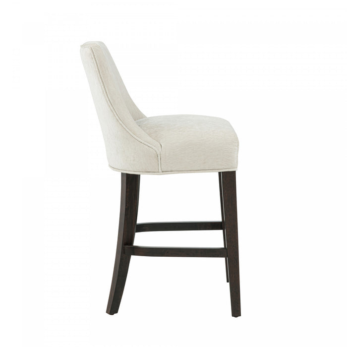 Tabouret de comptoir moderne en bois avec chenille Beever, creme - Lot de 3