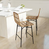 HOMCOM Rattan Counter Height Bar Stools Set of 2 Barstools with Back Brown