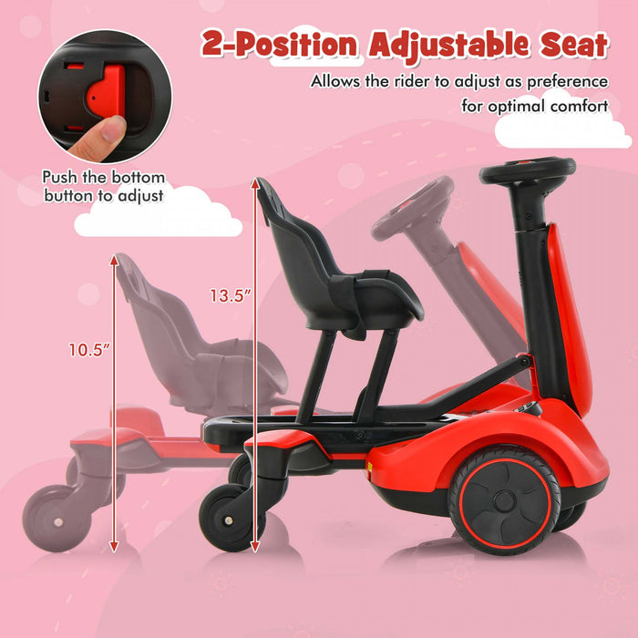6v Karts De Drift, Voiture Karts Electrique Pour Enfants, Avec 5 Roues, Siege Reglable, Effets Sonores&klaxon, Jouet Voiture Enfants Avec Fonction De Derive, Pour 3-8 Ans, Charge 25 Kg, Rouge/rose/noir