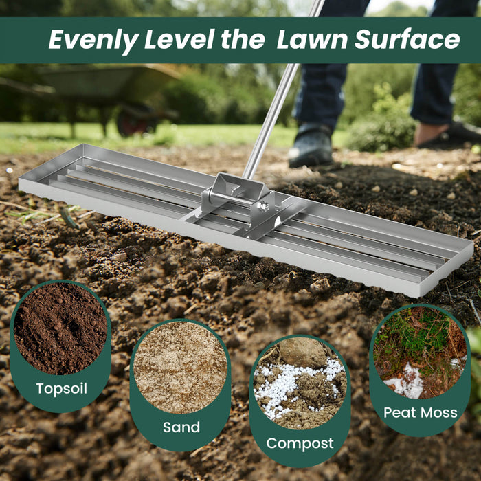 Costway Pelouse Nivelant Rake 42 \"x 10\" Outil De Pelouse De Niveau Pour Jardin Arriere-cour/pelouse Argent