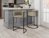Cosmopolitan Mid-Century Modern Metal Upholstered Counter Stool in Greige | Tabouret de comptoir cosmopolite mi-siecle moderne en metal et tissu, coloris grege