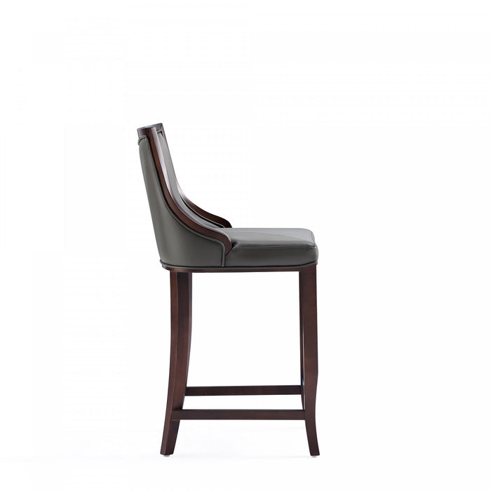 Tabouret de bar en bois traditionnel Emperor avec assise rembourree, graphite - Lot de 3
