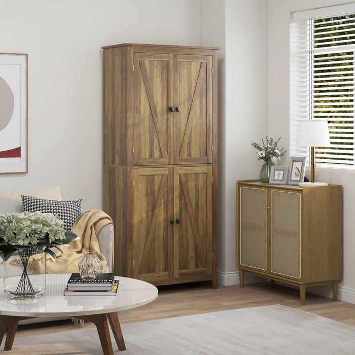 HOMCOM Garde-manger de cuisine autoportant 72 po, armoire buffet, marron