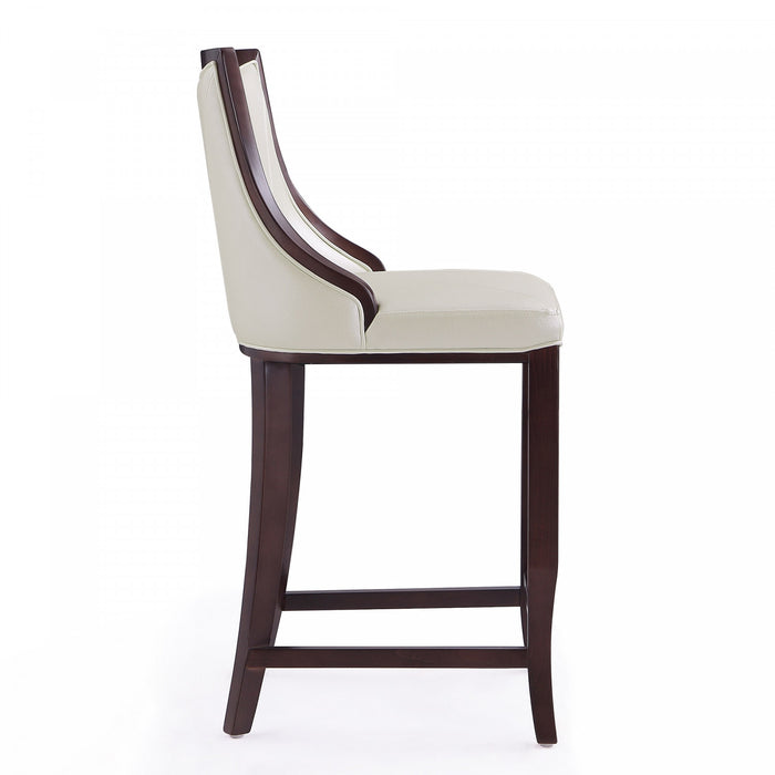 Tabouret de bar en bois traditionnel Emperor avec assise rembourree, blanc perle – Lot de 3