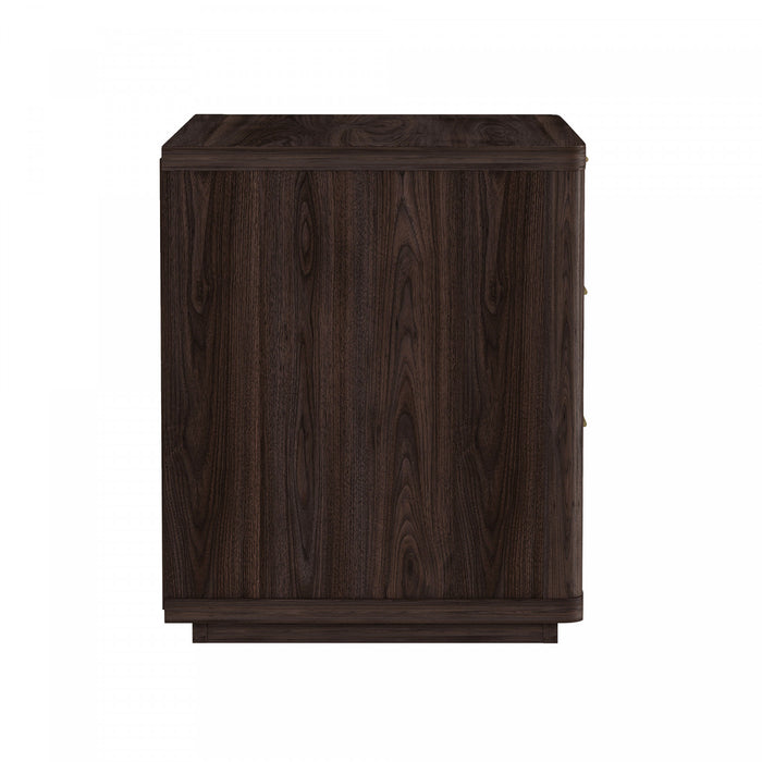 Table de nuit moderne Evelyn 81 cm en brun (3 tiroirs) - Lot de 2