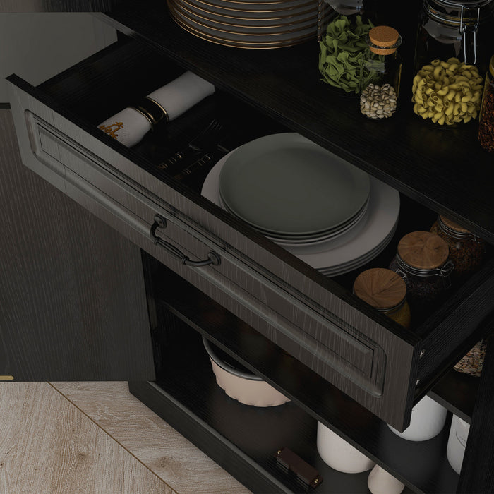 HOMCOM Garde-manger de cuisine 71\" avec 4 portes et 2 grands placards