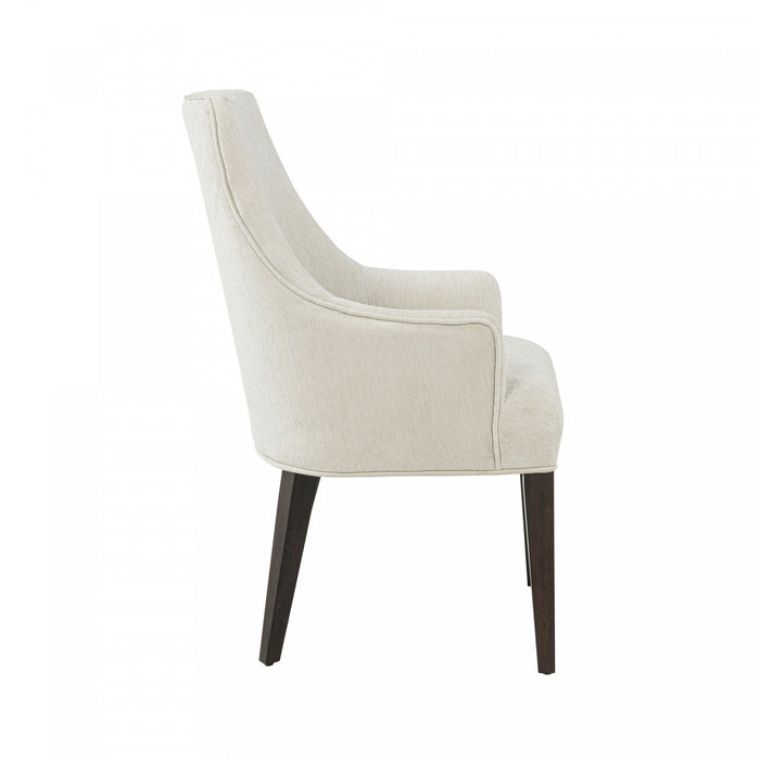 Fauteuil moderne Beever en bois et chenille creme - Lot de 2