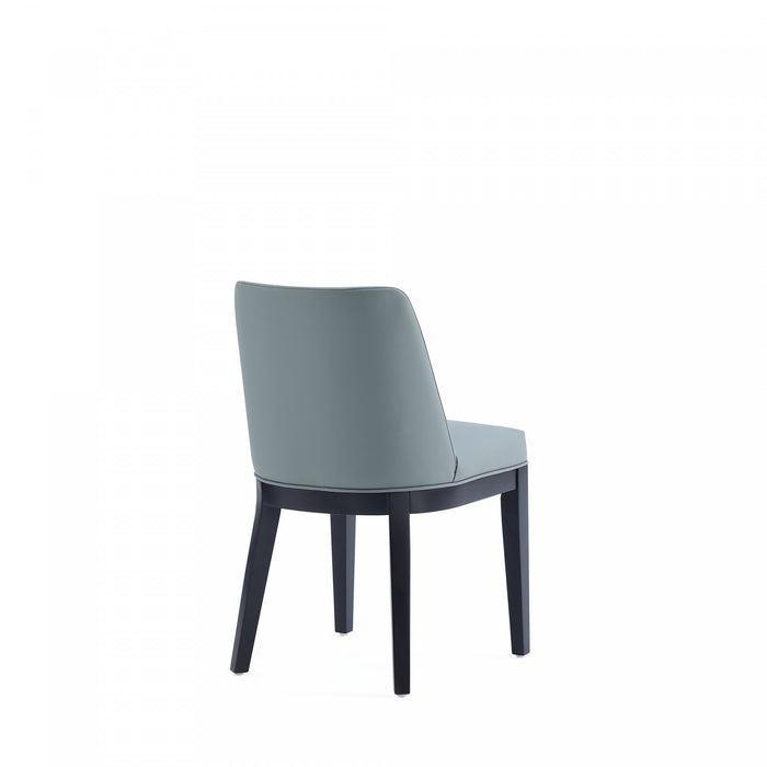 Chaise de salle a manger moderne Gansevoort en bois et cuir vegetalien coloris etain - Lot de 4