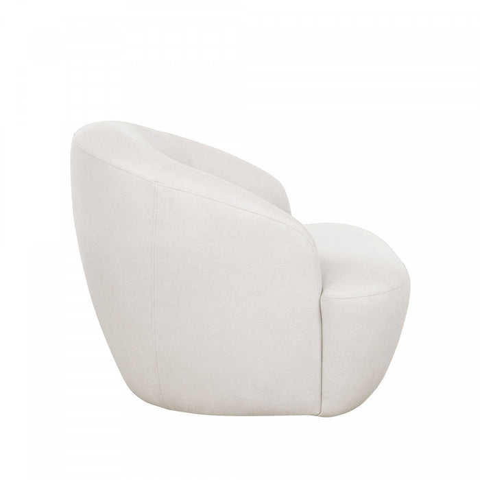 Fauteuil d’appoint pivotant moderne contemporain Lukas, rembourre, couleur creme