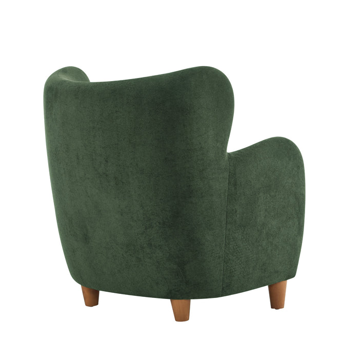 Sophia Fauteuil confortable rembourre avec dossier a oreilles, vert olive