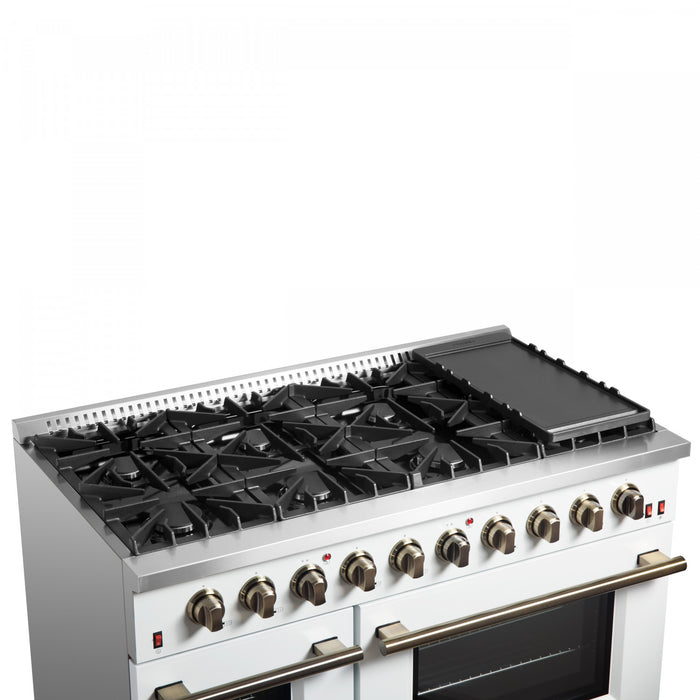 Cuisiniere a gaz Galiano de 48 po en blanc, 6,58 pi³, doubles fours - FFSGS6244-48WHT