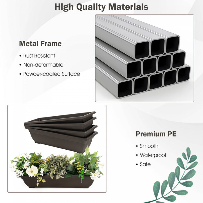 Costway 4 Ft 4-tier Vertical Souleve Lit De Jardin Eleve Planter Boite W / 4 Boites De Conteneur